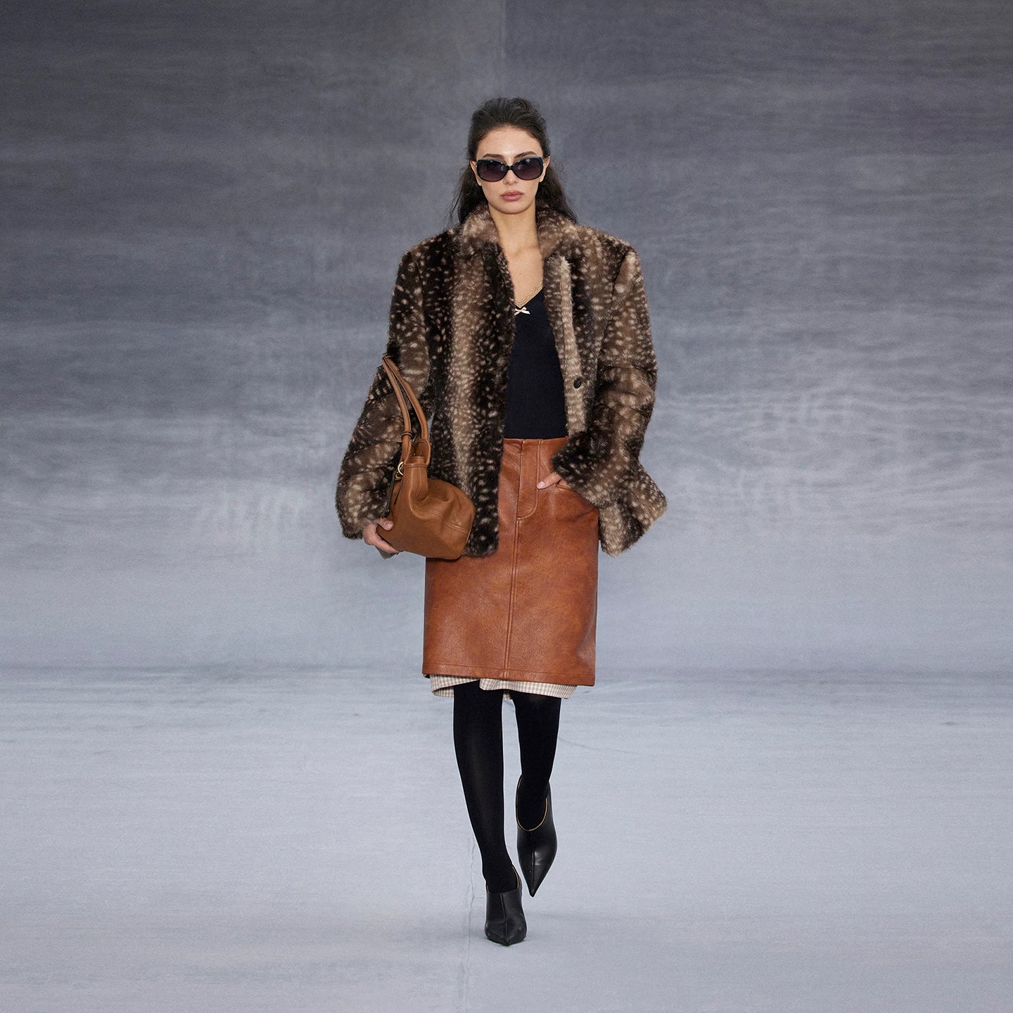 Wcoumq | Retro Fawn Pattern Fur One-Piece Suit for Women – Stylish and Cozy Retro Outerwear