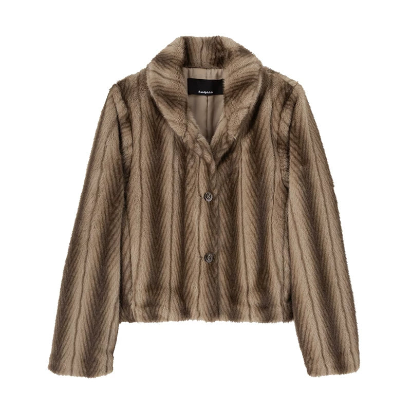 Wcoumq | Retro Long-Sleeve Mink Fur Coat with Eco-Friendly Space-Dyed Short Coat – Stylish Women’s Outerwear