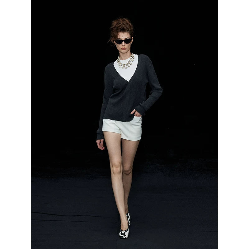 Wcoumq | Retro High-Waisted Waistless Suit Shorts – Stylish Women's Tailored Shorts for Summer