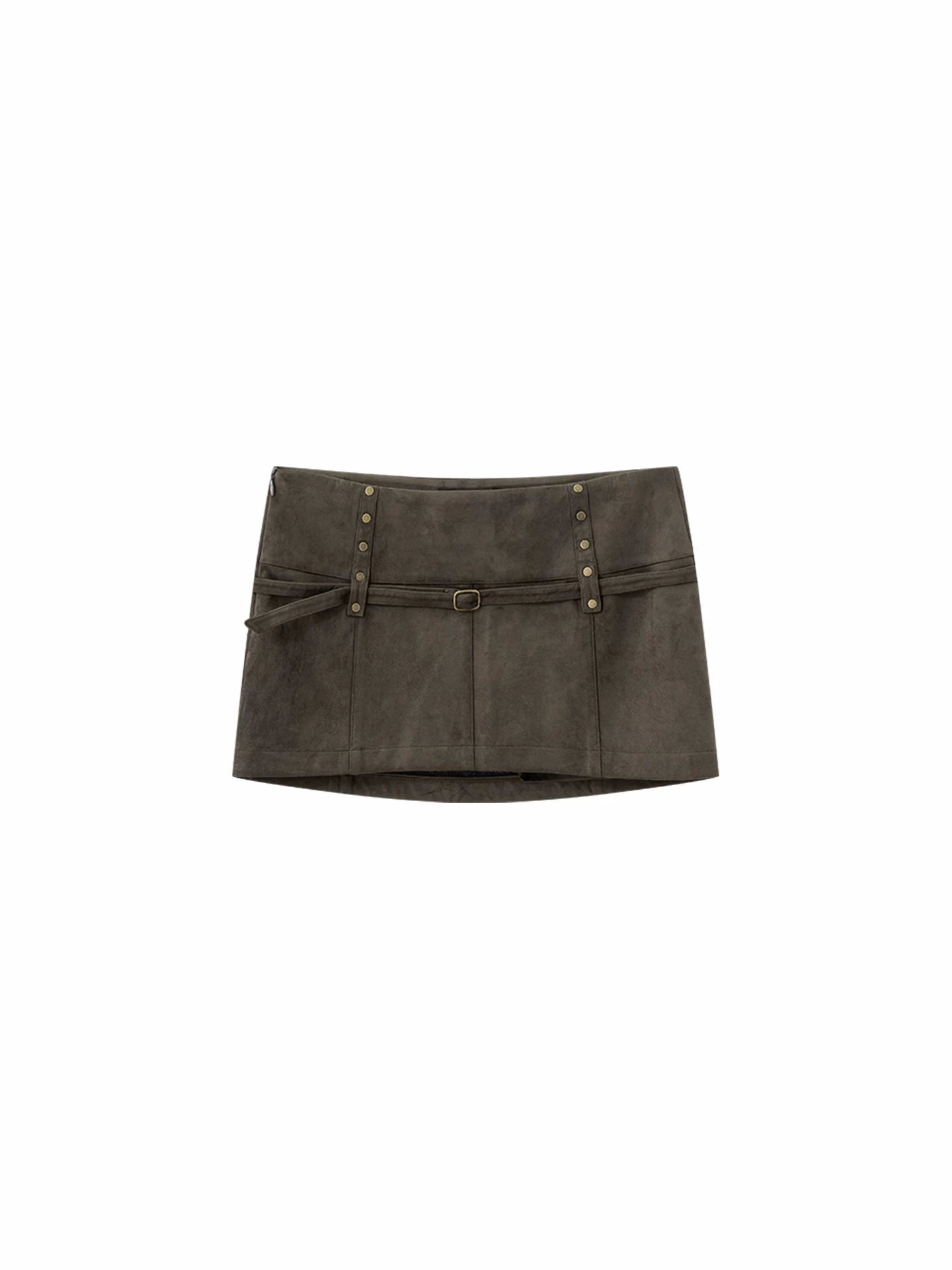 Wcoumq | Retro Rivet Low-Waist Suede Skirt – Stylish Women’s Vintage-Inspired Suede Skirt