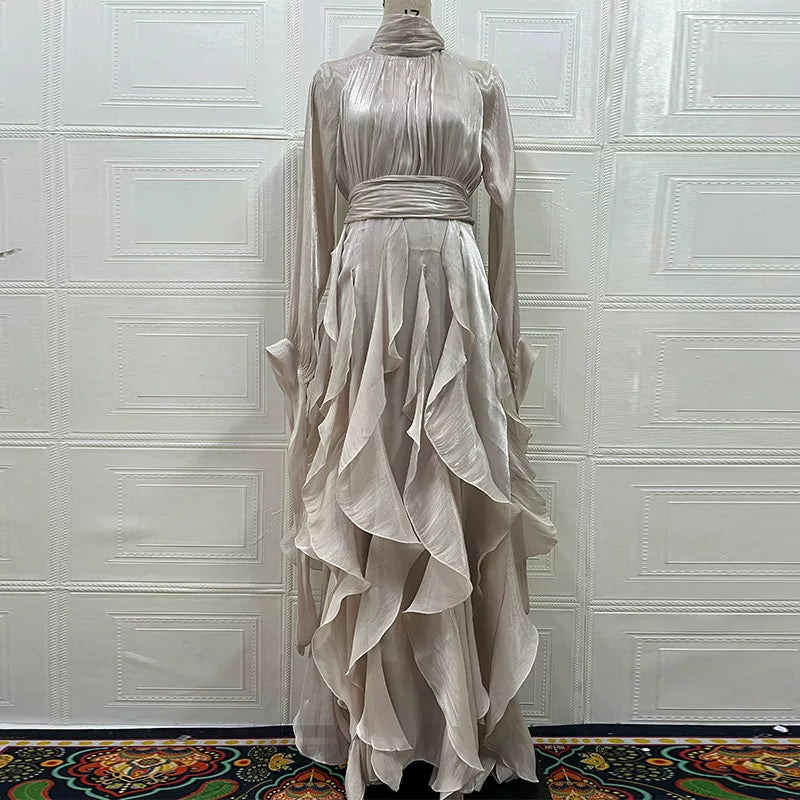 Wcoumq | Ruffled Slim-Fit Dress for Elegant and Fashionable Women