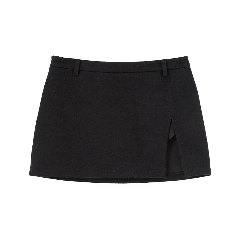 Wcoumq | Retro High Slit Woolen Culottes – Casual & Chic Wool Skirt Pants for Women