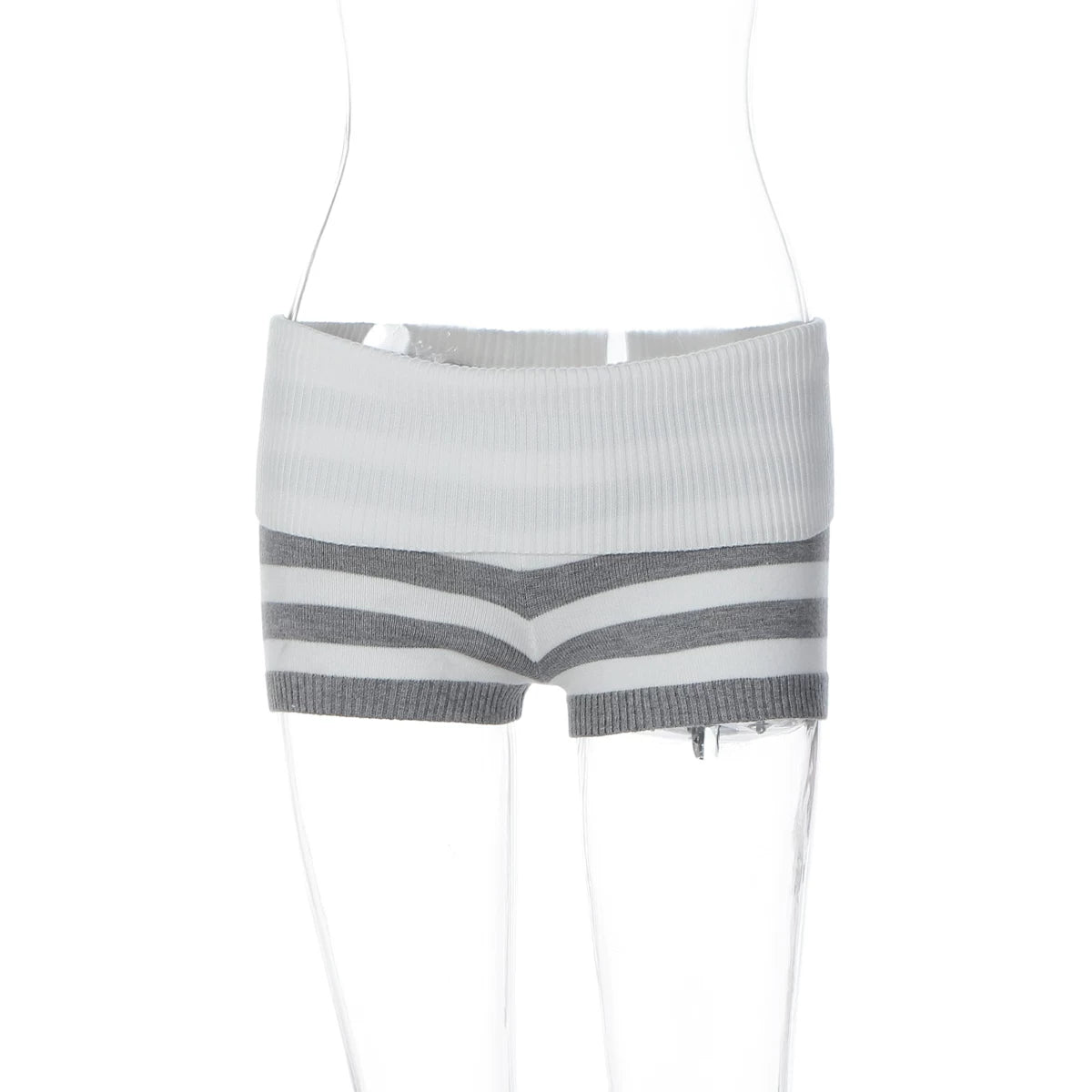 Wcoumq | Striped One-Shoulder Sweater & Cuffed Shorts Set for Women – American Street Style Lazy Hot Girl Fashion