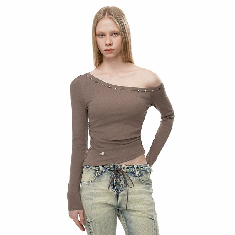 Wcoumq | Slim-Fit Long Sleeve Knit Top with Versatile Waist for Autumn and Winter