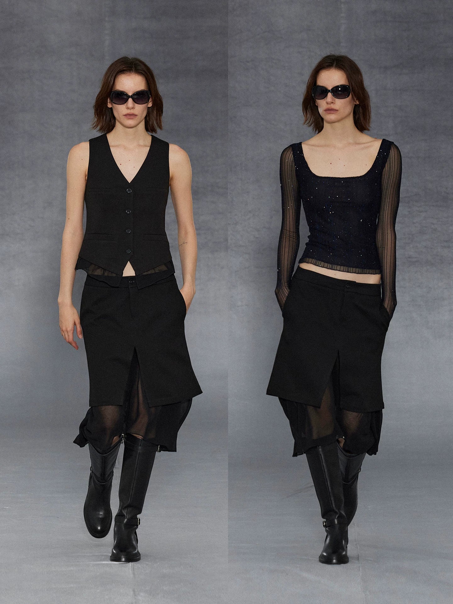 Wcoumq | Retro Flowing Irregular Hem Silk Spliced Fishtail Skirt – Elegant Women’s Unique Fishtail Skirt for Formal & Casual Occasions