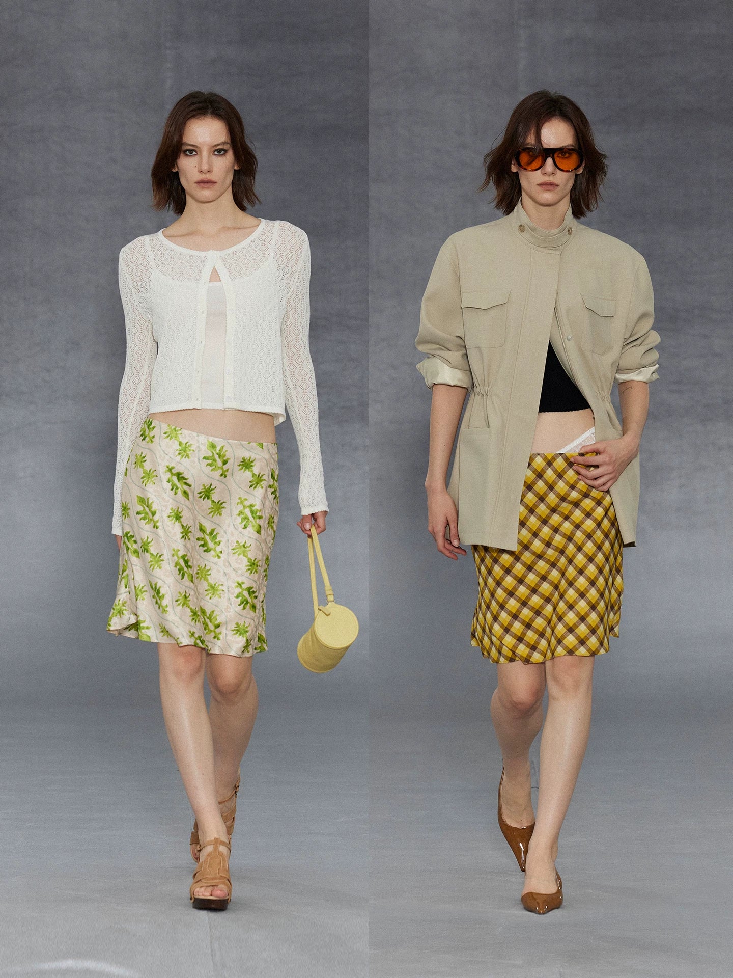 Wcoumq | Retro Satin Low-Waisted Slim-Fit Plaid Patchwork Fishtail Skirt – Elegant Women's Skirt for Formal & Casual Wear