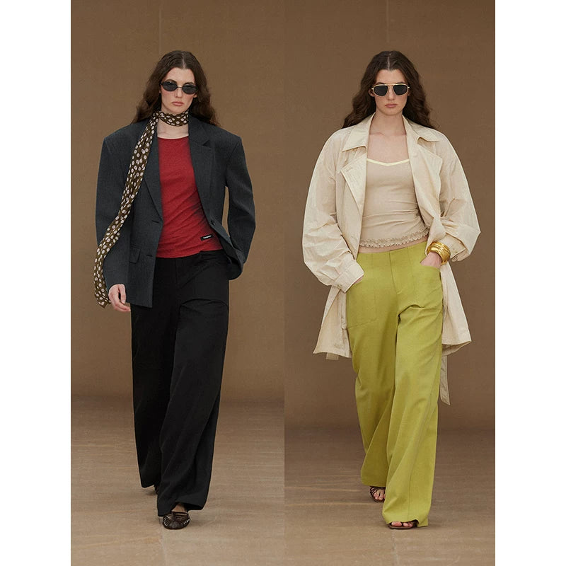 Wcoumq | Minimalist Straight-Leg Suit Pants with Clean Waist Design