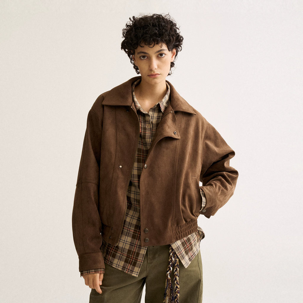 Wcoumq | Retro Textured Lapel Loose Leather Jacket – Women’s Casual Short Coat for Autumn & Winter