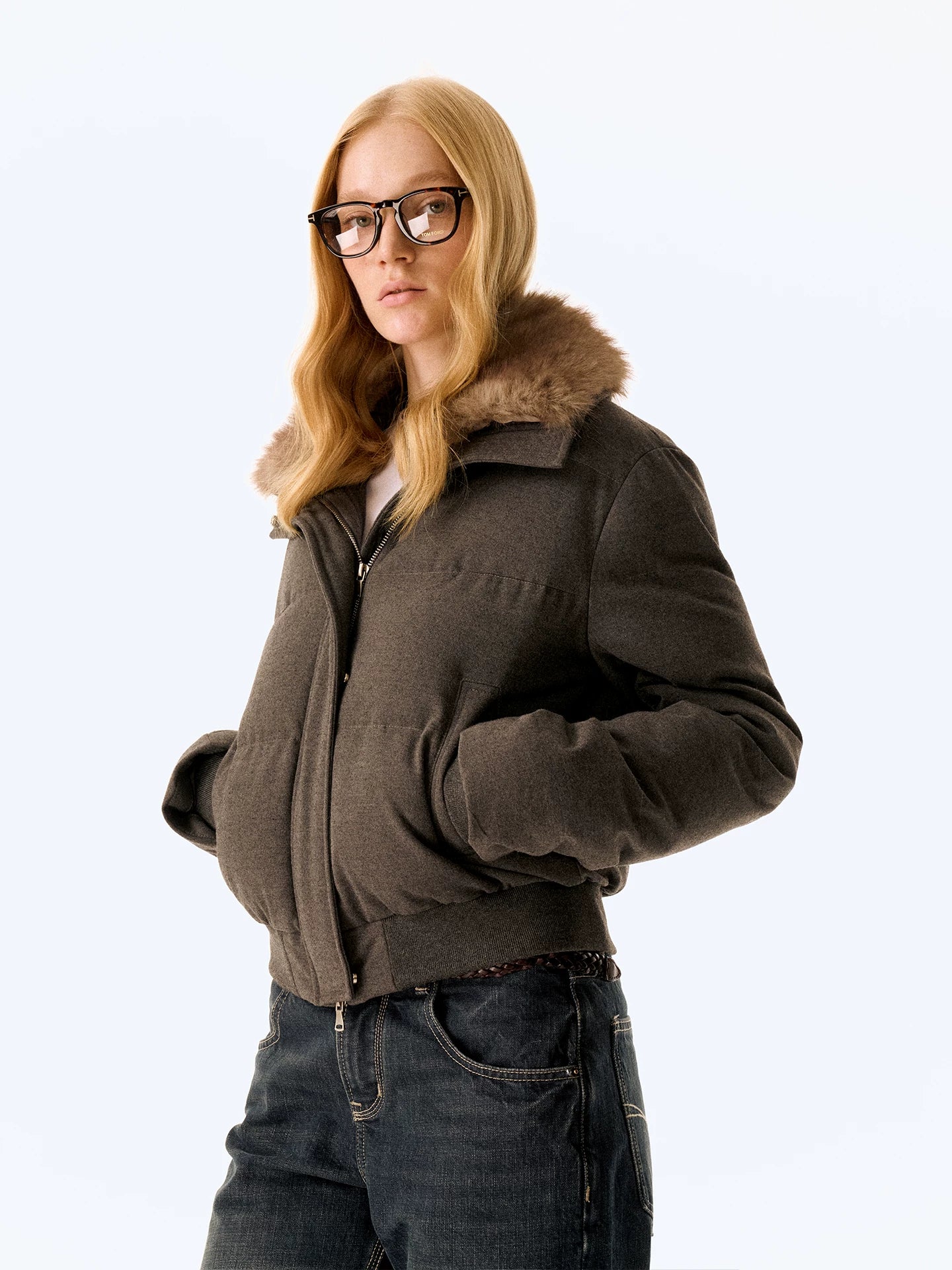 Wcoumq | Two-Way Detachable Fur Collar Woolen Cotton Jacket – Retro Casual Short Jacket with Proportional Fit