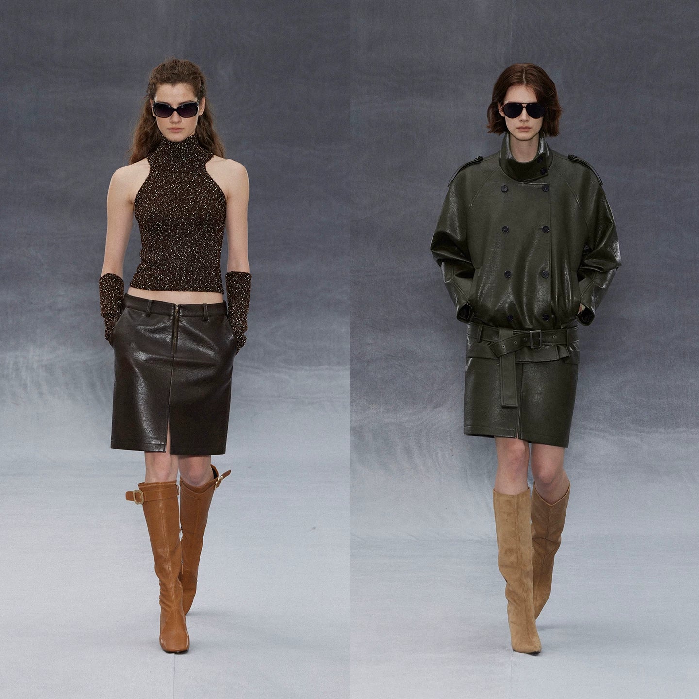 Wcoumq | Retro Low-Waisted Slit Leather Skirt – PUA Word Hip-Covering Stylish Leather Skirt for Women