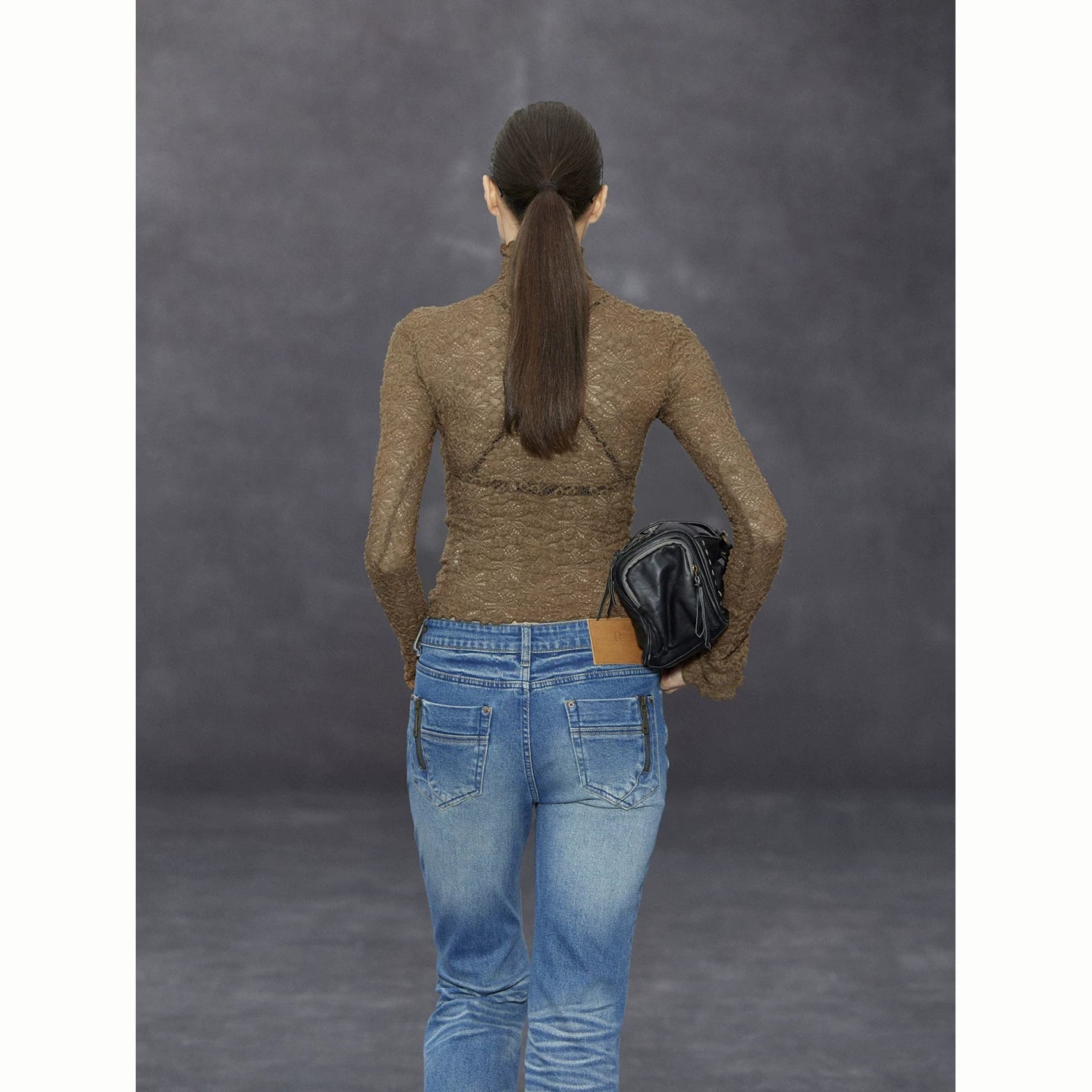 Wcoumq | Retro Washed Low-Waist Straight-Leg Jeans with Slight Flare