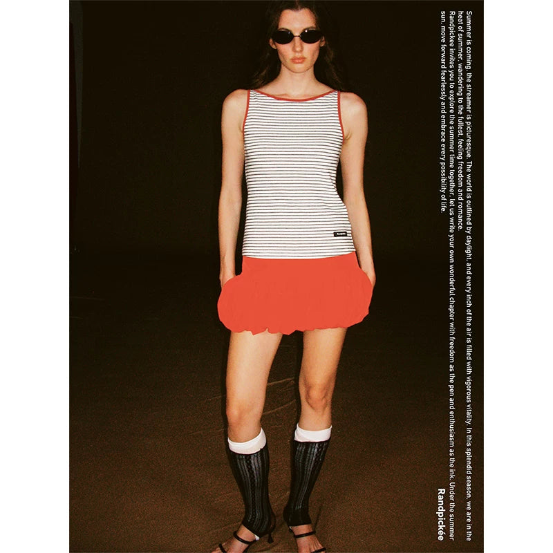 Wcoumq | Retro Low-Waist Flower Bud Midi Skirt – Elegant Women’s Colorful Floral Print Skirt