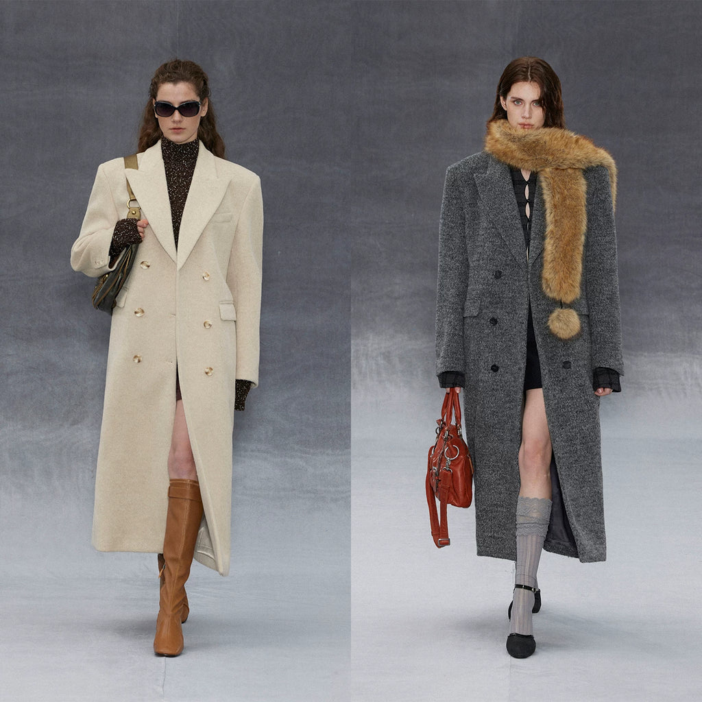 Wcoumq | Retro Double-Breasted Woolen Coat with Gun Lapel & Wide Shoulders – New In 12.10