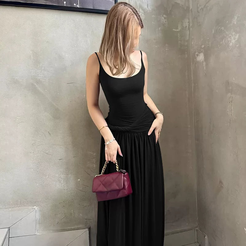 Wcoumq | Summer Tube Top Off-Shoulder Sleeveless Maxi Dress with Loose Fit