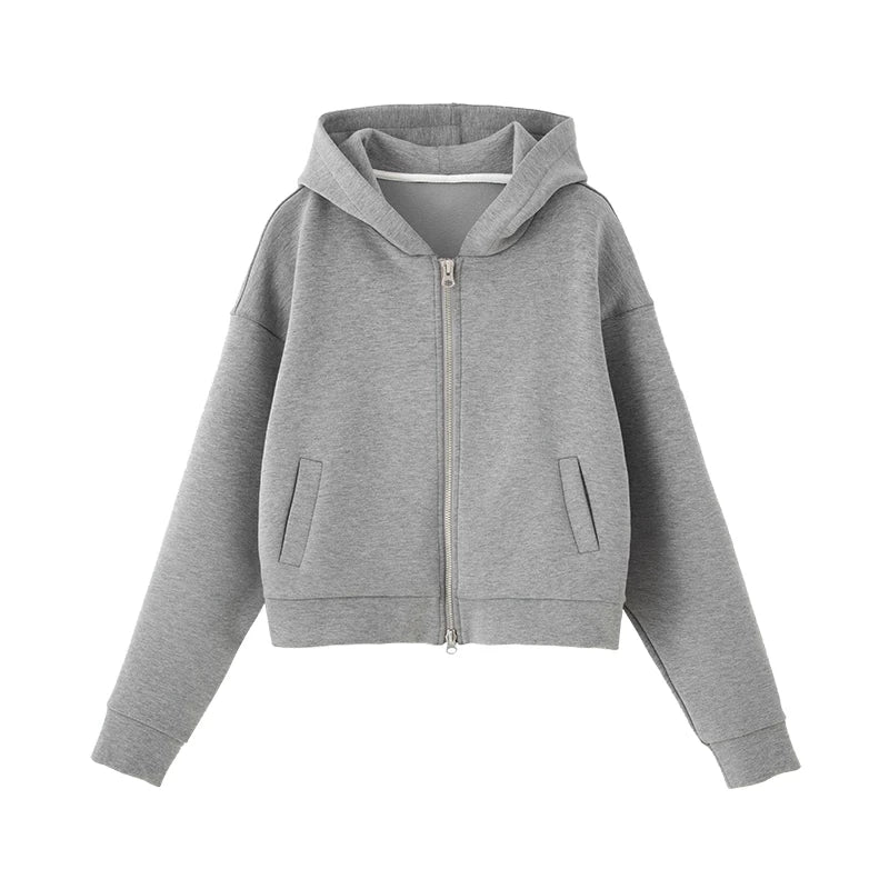 Wcoumq | Retro Zipper Hooded Sweatshirt – Ruth Xu Yan’s Same Style “Let Me Shine” Women’s Composite Sweatshirt