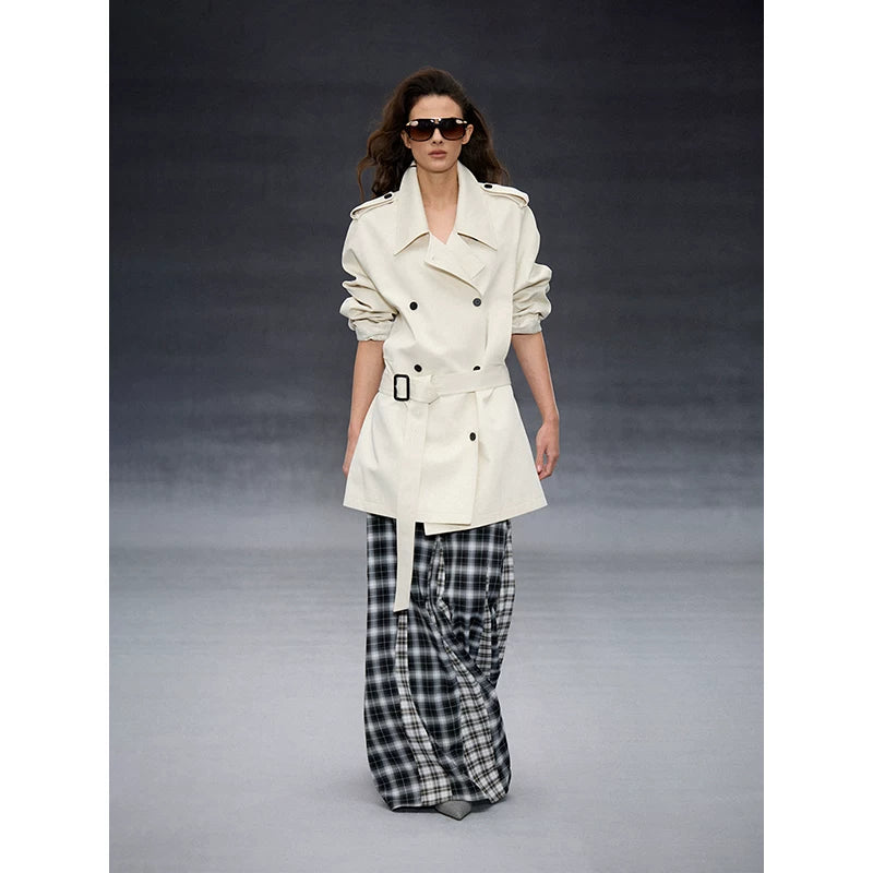 Wcoumq | Retro Irregular Plaid Polar Umbrella Skirt – Stylish Women’s Unique A-Line Skirt