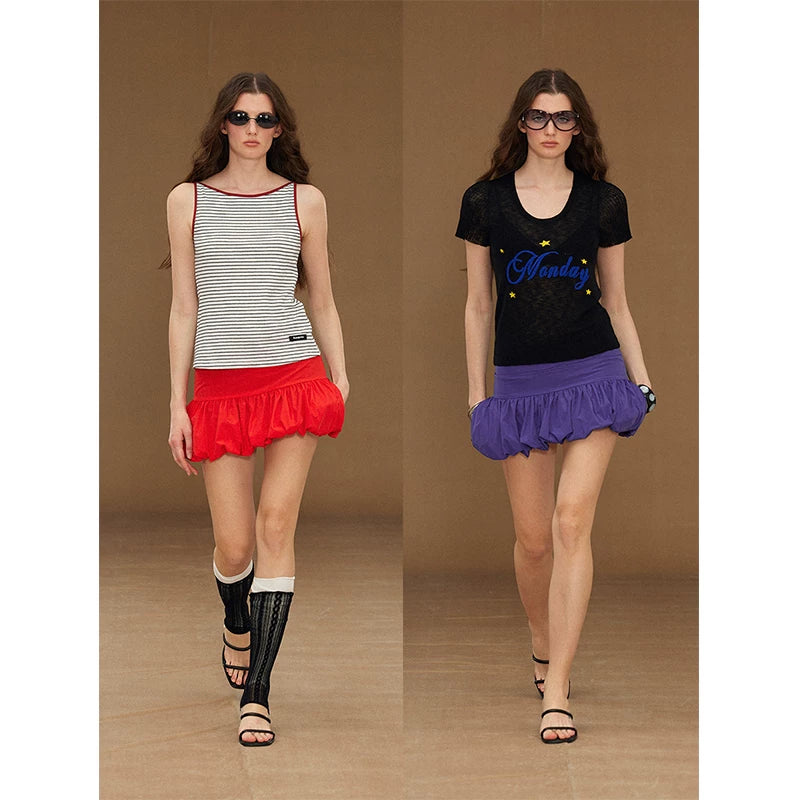 Wcoumq | Retro Low-Waist Flower Bud Midi Skirt – Elegant Women’s Colorful Floral Print Skirt