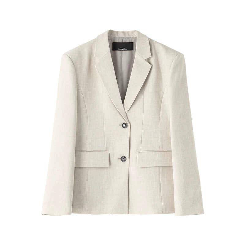 Wcoumq | Retro Lapel Collar Single-Breasted Wide-Shoulder Waisted Suit for Women – Classic Tailored Outerwear