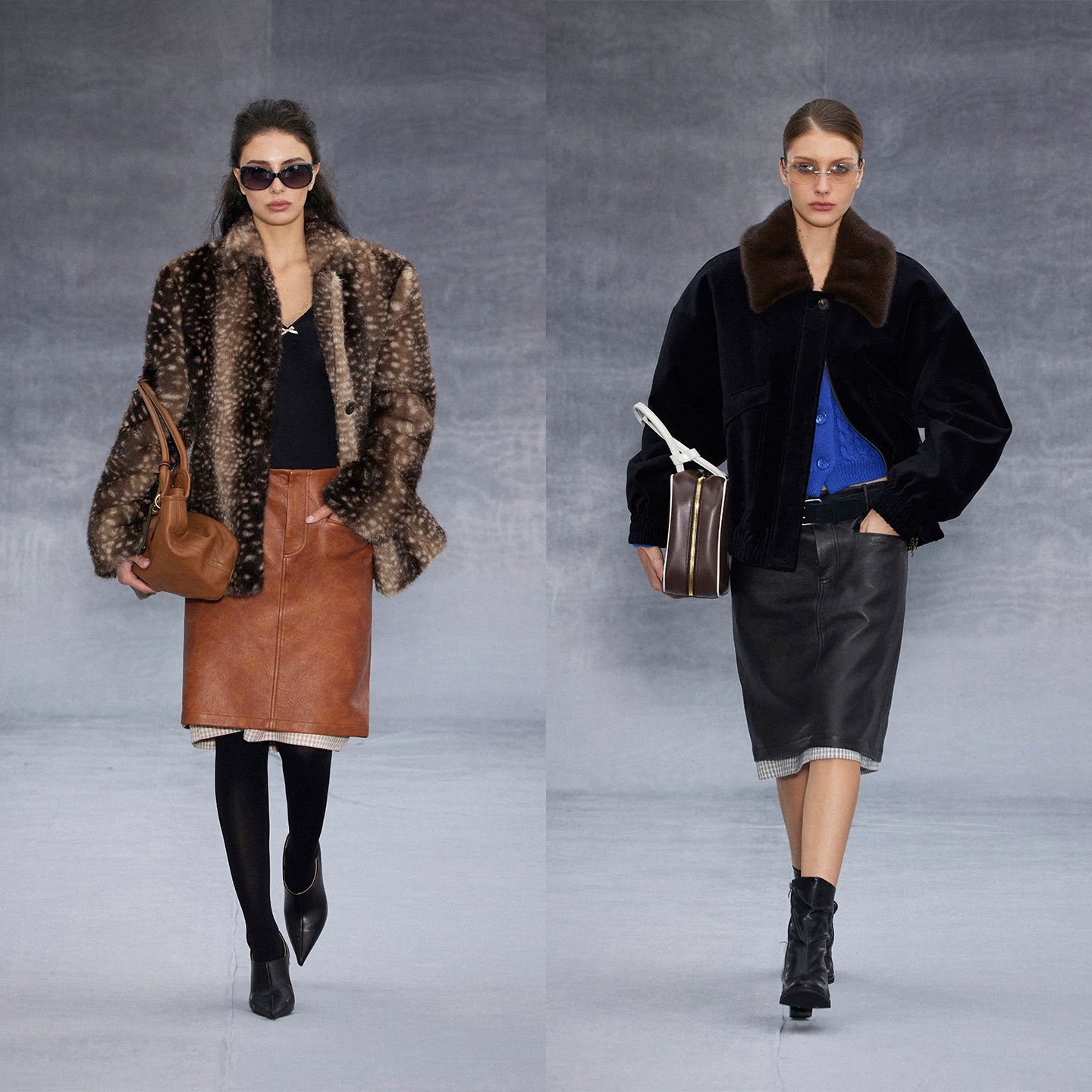 Wcoumq | Retro Contrast Low-Waist Straight Leather Skirt – Chic Women’s Stylish Faux Leather Skirt