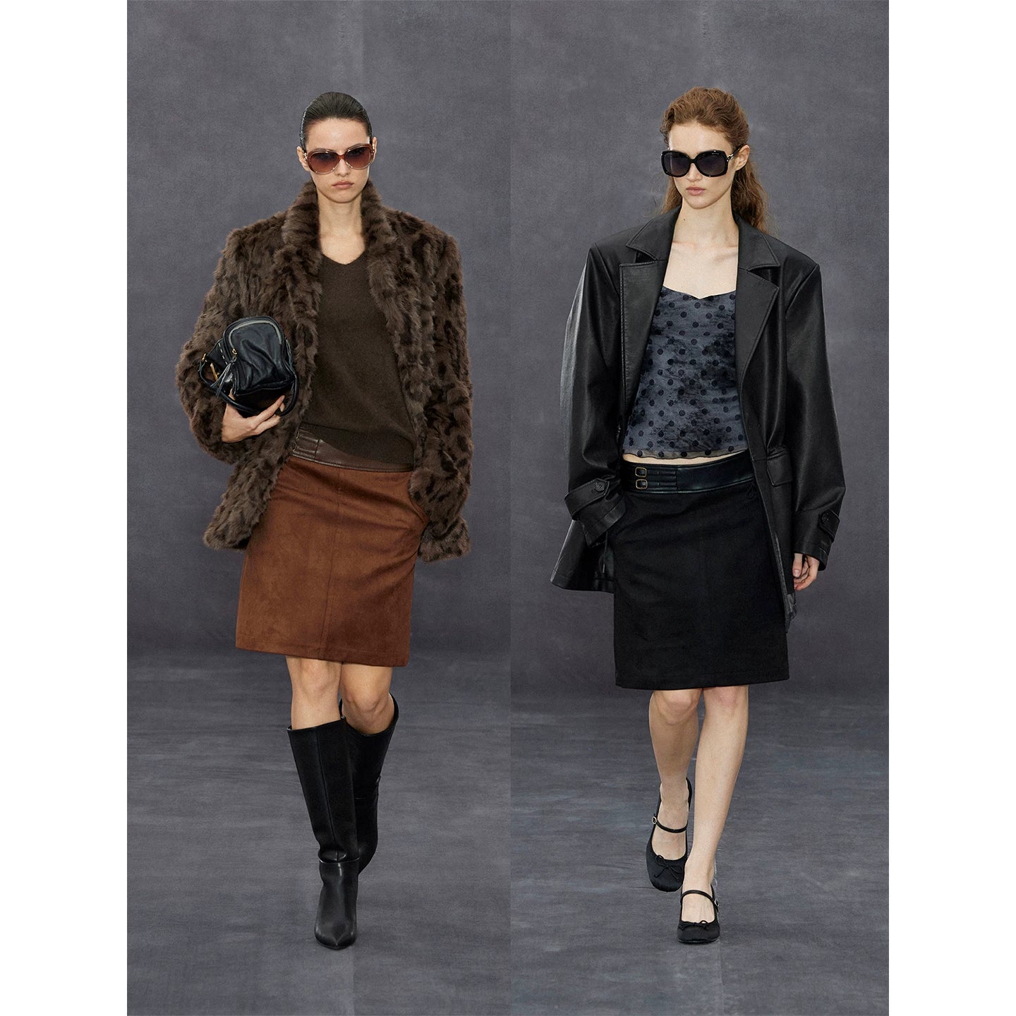 Wcoumq | Retro Waistband Suede Black Straight Stitched Leather Fishtail Skirt – Autumn & Winter A-Line Skirt for Women