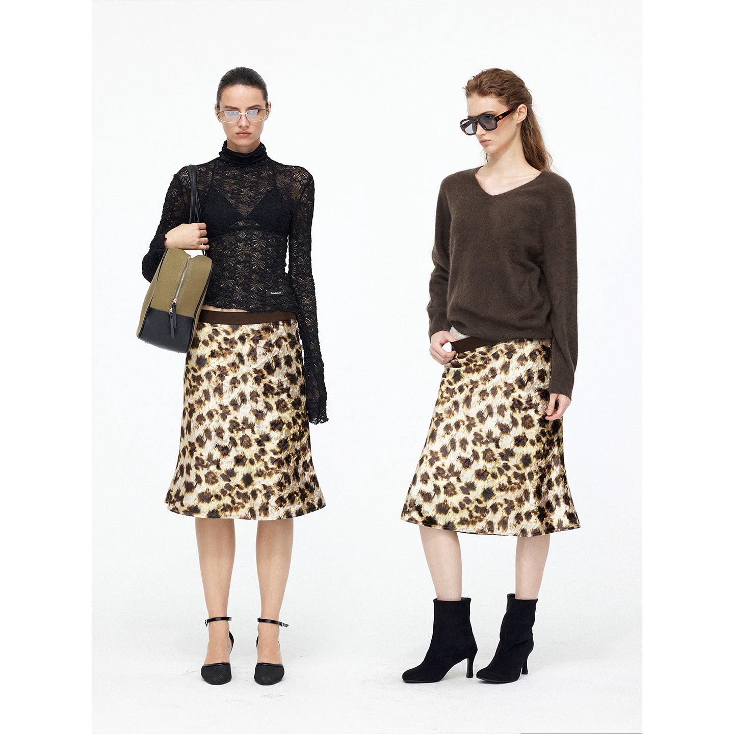 Wcoumq | Elastic Waist Leopard Print Velvet A-Line Fishtail Skirt – Sexy High-Waisted Large Hem Skirt for Women