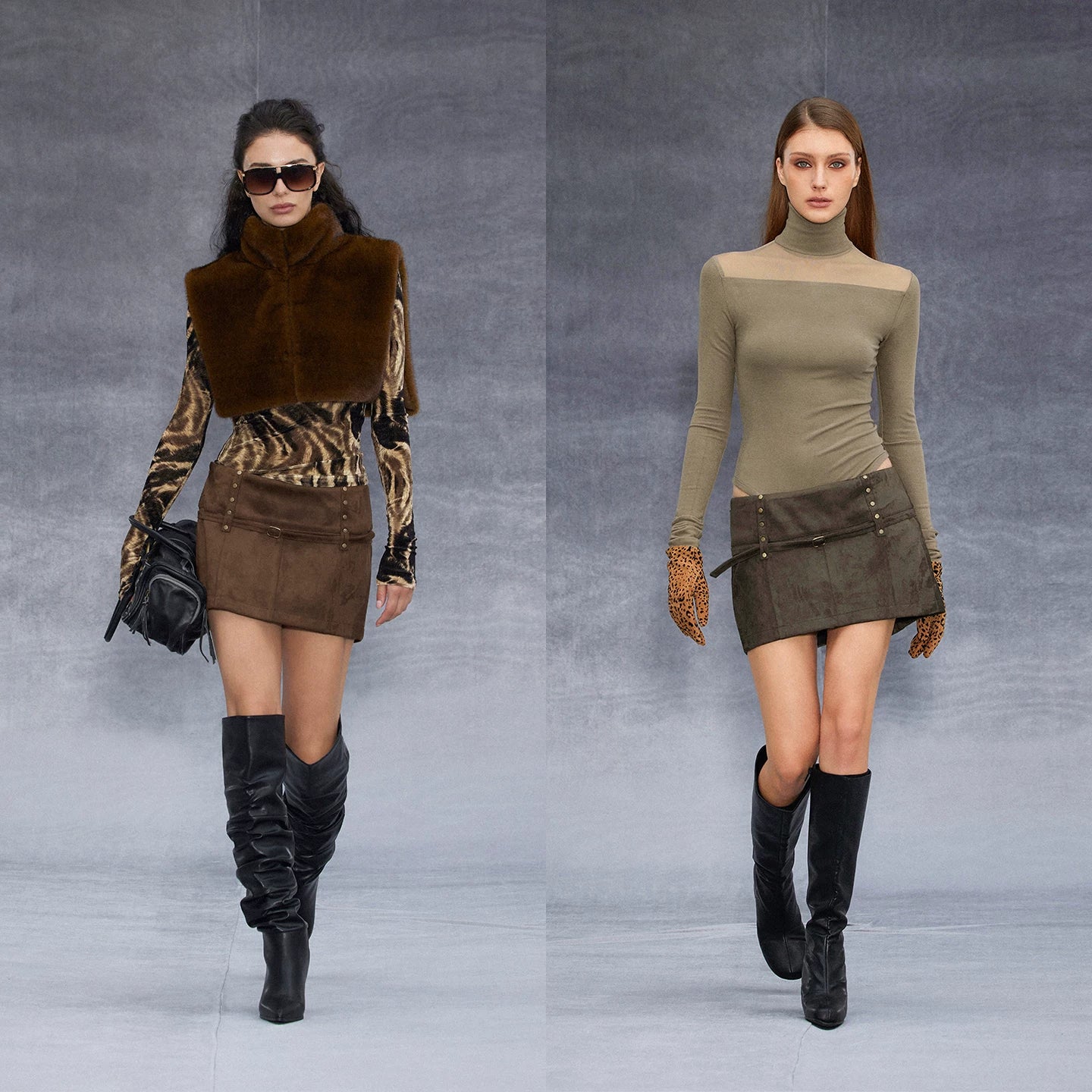 Wcoumq | Retro Rivet Low-Waist Suede Skirt – Stylish Women’s Vintage-Inspired Suede Skirt