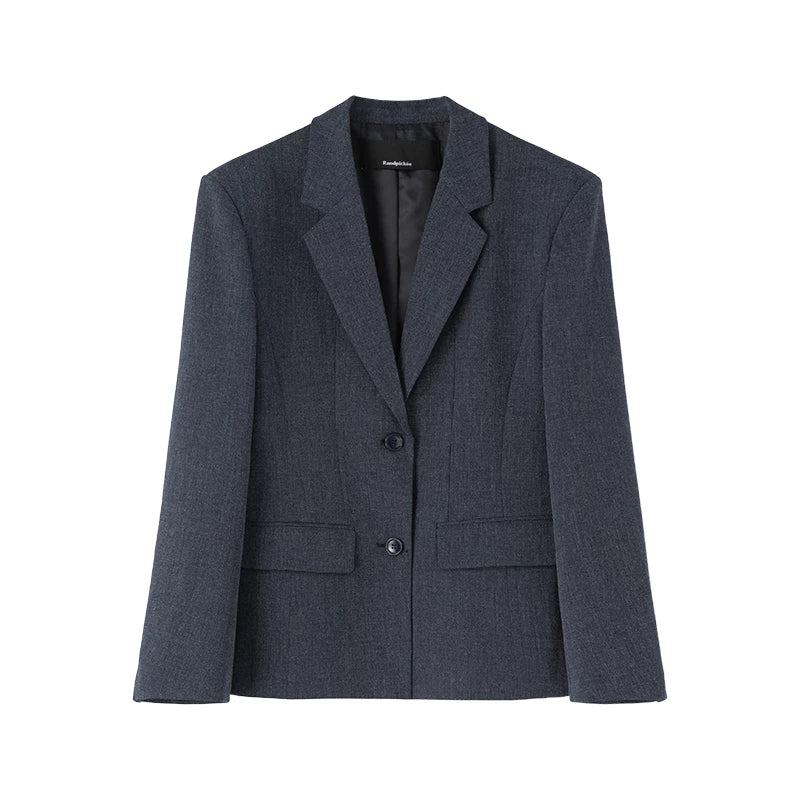 Wcoumq | Retro Lapel Collar Single-Breasted Wide-Shoulder Waisted Suit for Women – Classic Tailored Outerwear