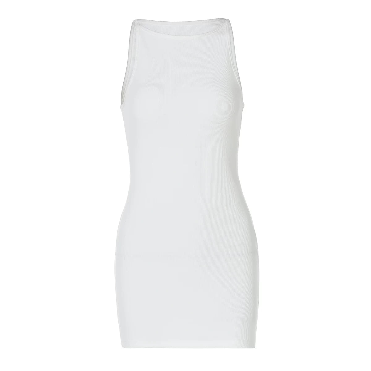 Wcoumq | White Sleeveless Threaded Dress with Slim Hip Skirt for Summer