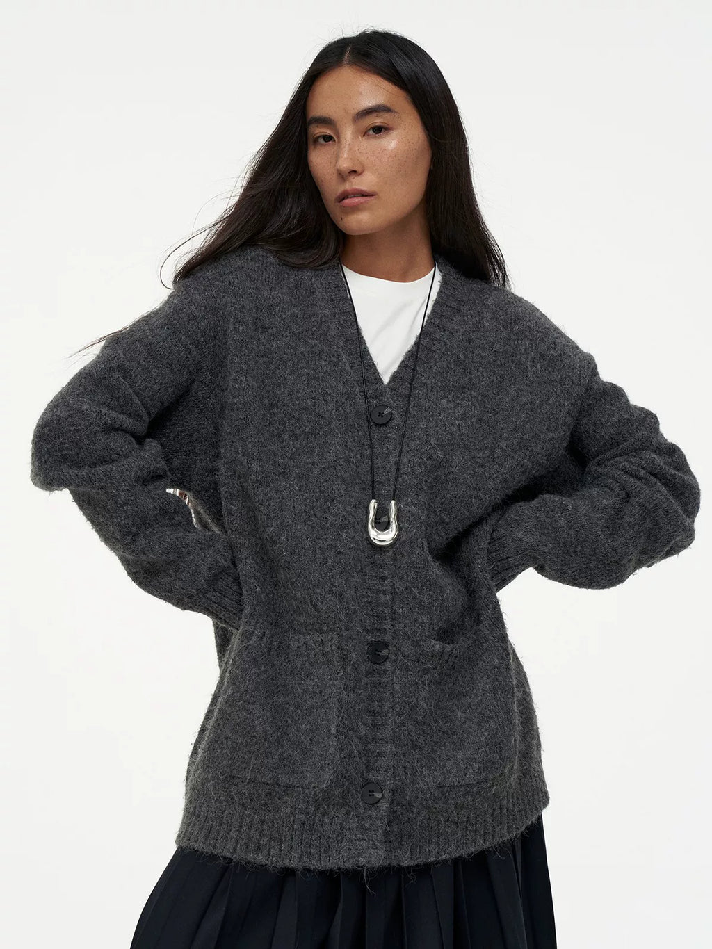 Wcoumq | Wool Blend Lazy V-Neck Knitted Sweater Cardigan – Retro Women’s Spring & Autumn Cozy Knit Coat