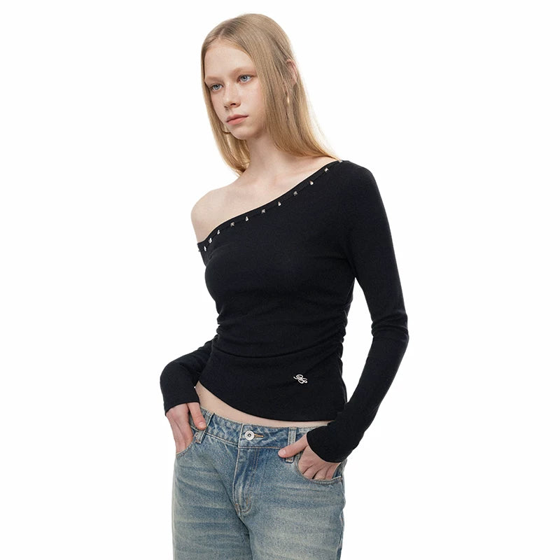 Wcoumq | Slim-Fit Long Sleeve Knit Top with Versatile Waist for Autumn and Winter