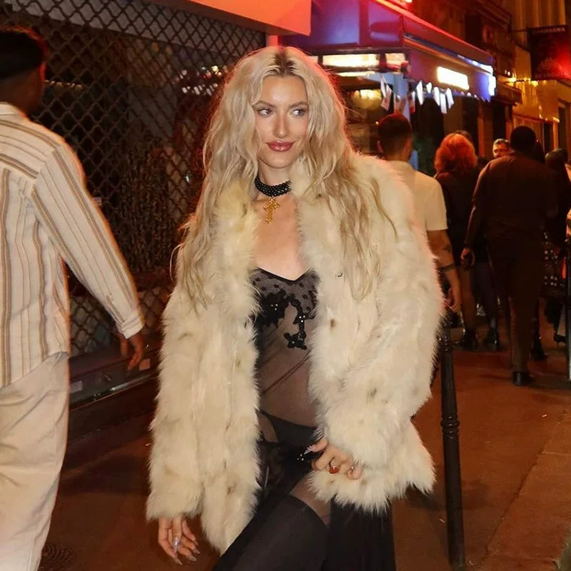 Wcoumq | High-End Imitation Fox Fur Coat for Women – European & American Style Hot Girl Warm Spring & Summer Jacket