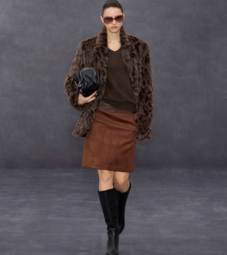 Wcoumq | Retro Waistband Suede Black Straight Stitched Leather Fishtail Skirt – Autumn & Winter A-Line Skirt for Women