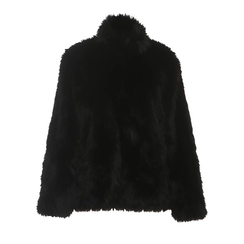 Wcoumq | Furry Warm Street-Style Jacket for Women with Slim Fit