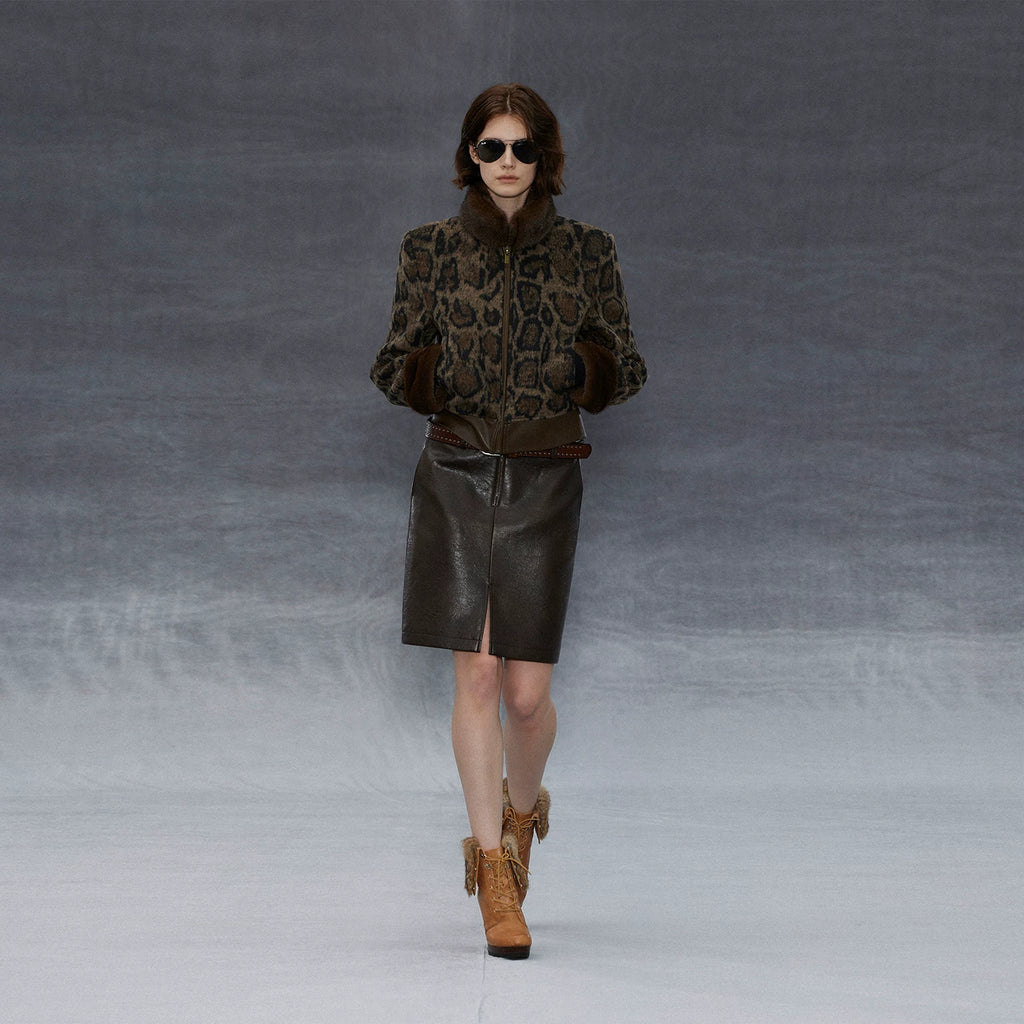 Wcoumq | Retro Off-Shoulder Leopard Print Wool Jacket with Detachable Fur Collar – Short Coat for Women