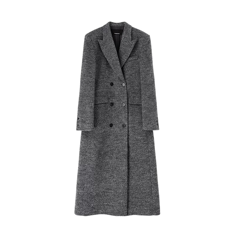 Wcoumq | Retro Double-Breasted Woolen Coat with Gun Lapel & Wide Shoulders – New In 12.10